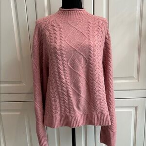 J. Crew Dusty Rose Cable-Knit Crewneck Sweater